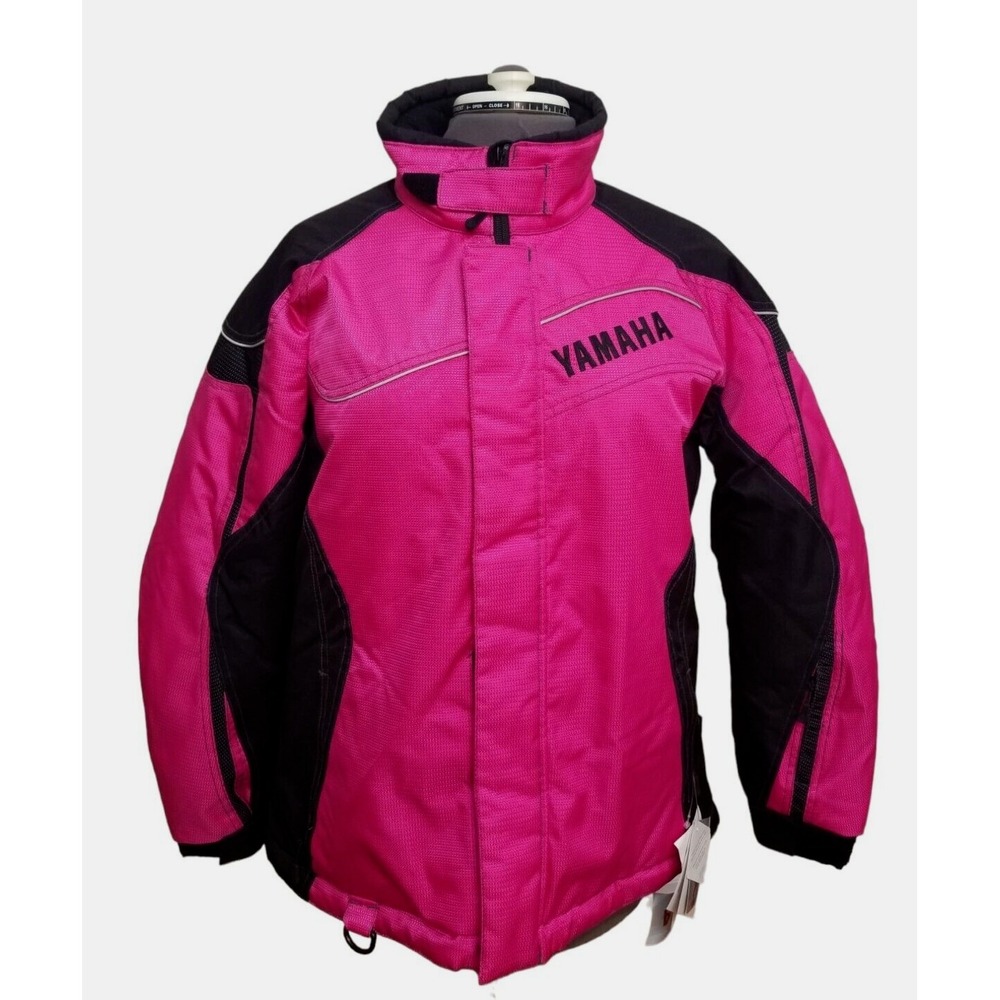 Yamaha Women's Jacket Black Pink Full Zip Windbreaker SZ 10 PIT TO PIT 25